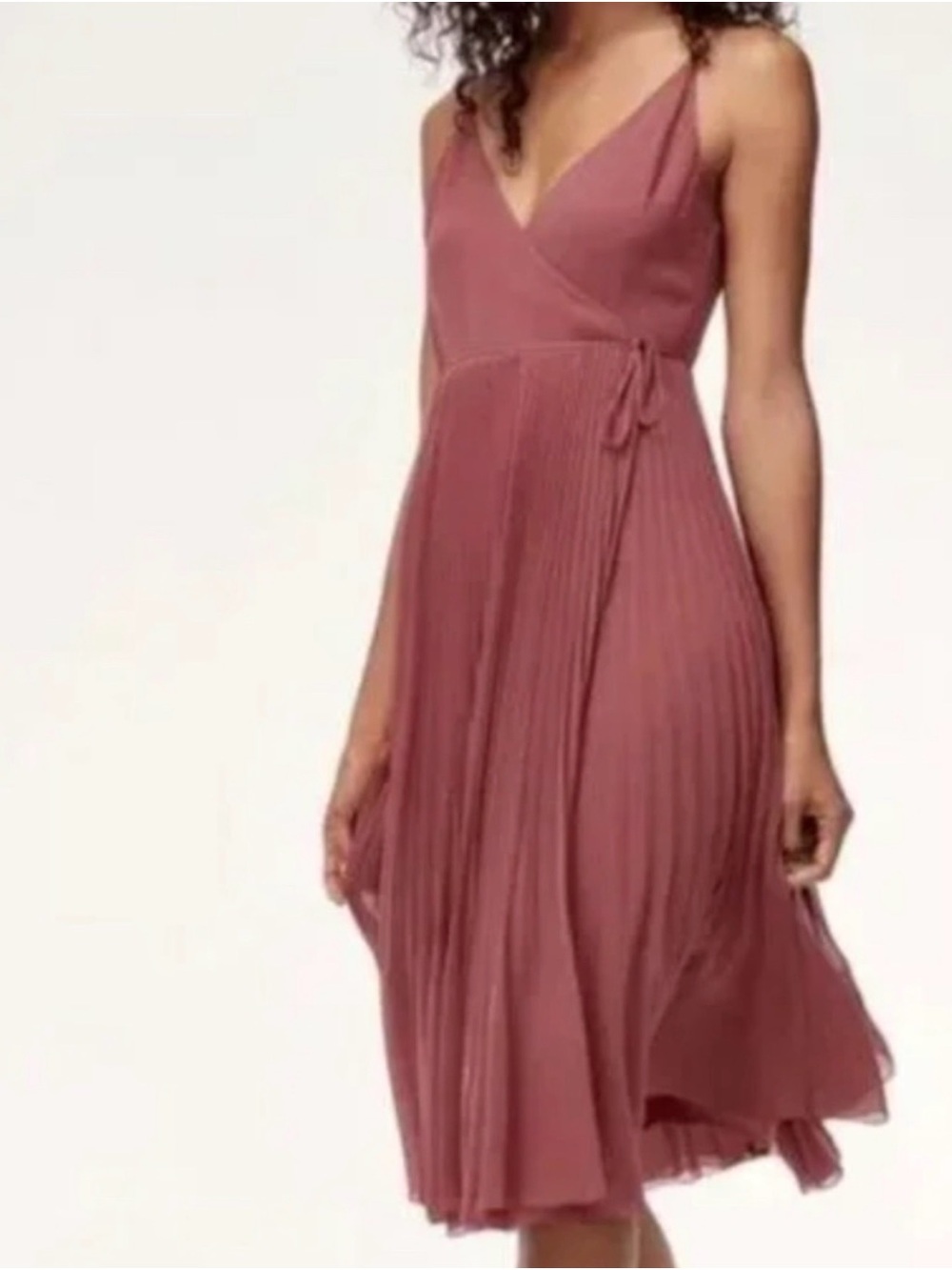 Wilfred Pleated Wrap Midi Dress - Dusty Mauve
